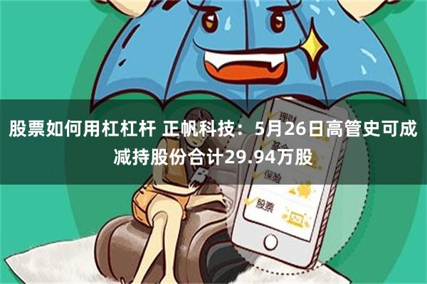 股票如何用杠杠杆 正帆科技：5月26日高管史可成减持股份合计29.94万股