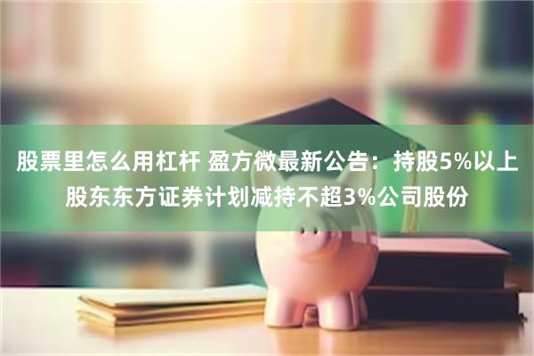 股票里怎么用杠杆 盈方微最新公告：持股5%以上股东东方证券计划减持不超3%公司股份