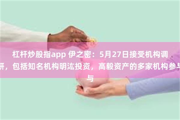 杠杆炒股指app 伊之密：5月27日接受机构调研，包括知名机构明汯投资，高毅资产的多家机构参与