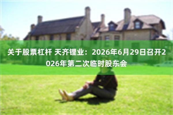 关于股票杠杆 天齐锂业：2026年6月29日召开2026年第二次临时股东会