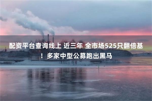配资平台查询线上 近三年 全市场525只翻倍基！多家中型公募跑出黑马