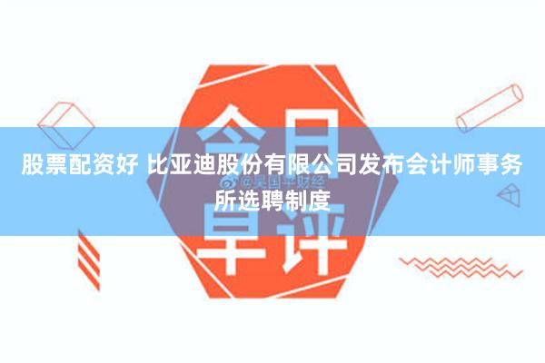 股票配资好 比亚迪股份有限公司发布会计师事务所选聘制度