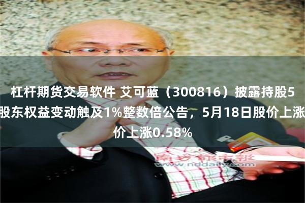 杠杆期货交易软件 艾可蓝（300816）披露持股5%以上股东权益变动触及1%整数倍公告，5月18日股价上涨0.58%