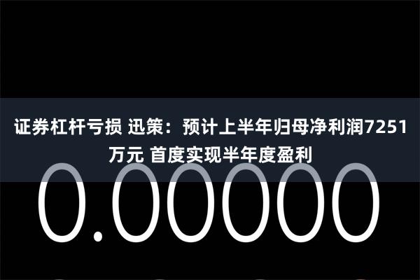 证券杠杆亏损 迅策：预计上半年归母净利润7251万元 首度实现半年度盈利