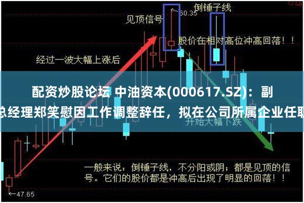 配资炒股论坛 中油资本(000617.SZ)：副总经理郑笑慰因工作调整辞任，拟在公司所属企业任职