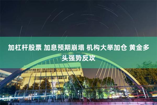 加杠杆股票 加息预期崩塌 机构大举加仓 黄金多头强势反攻