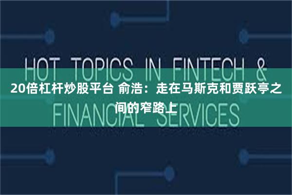 20倍杠杆炒股平台 俞浩：走在马斯克和贾跃亭之间的窄路上